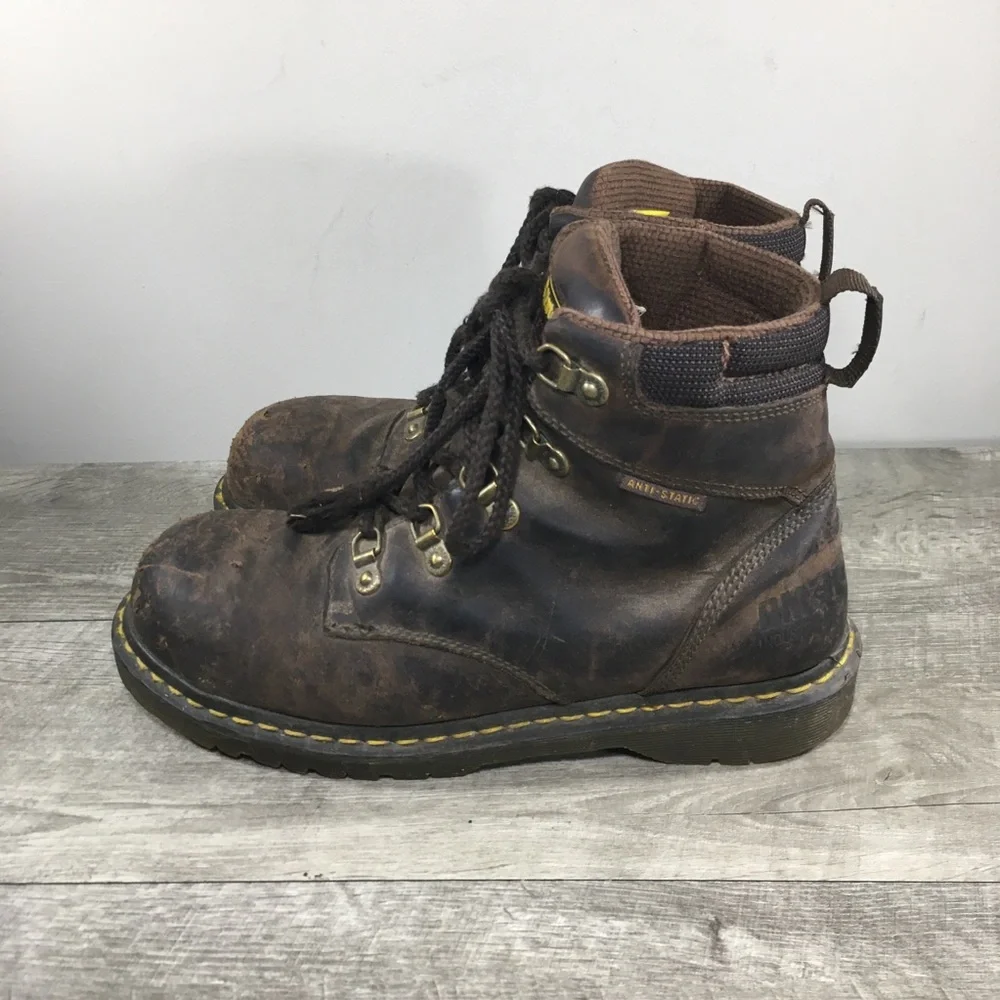 Mens Dr Martens DM242 Industrial Air Wair Steel Toe Leather Holkham Boots Size 9